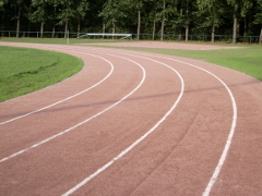 Sonderform, Tennenbelag b�ndig zum Innenraum, Linierung mit Sportplatzkreide